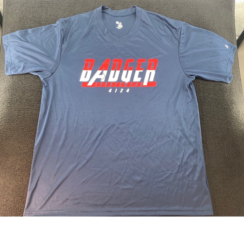 Badger Sportswear TShirt Mens L VNeck Short Sleeve Athletic‎ Performance Blue